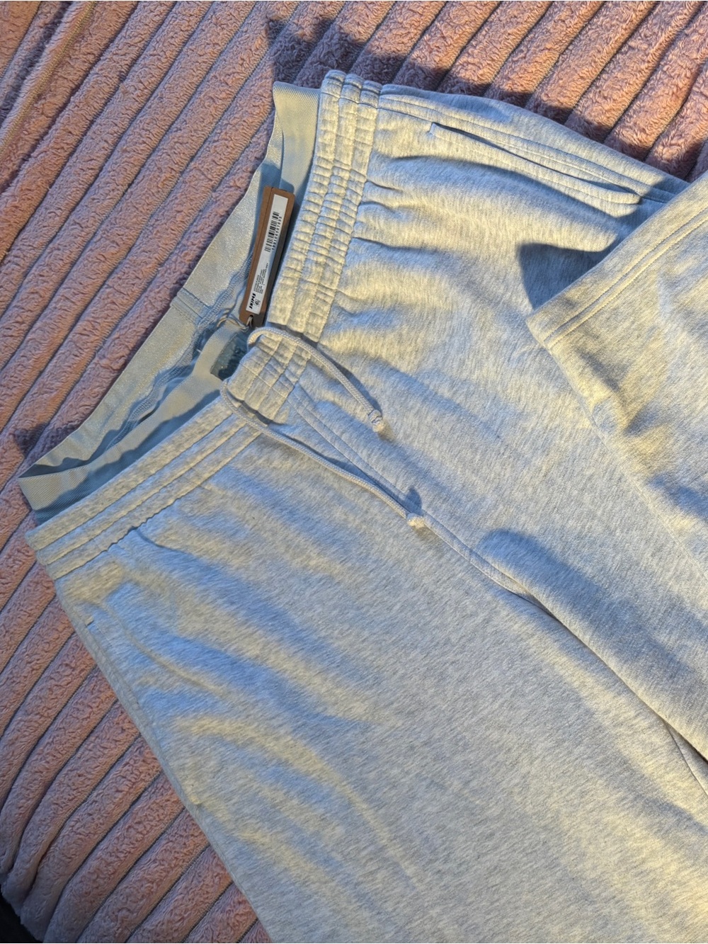 Women’s Light Gray Double Waisted Exposed Boxer Sweatpants with Drawstring